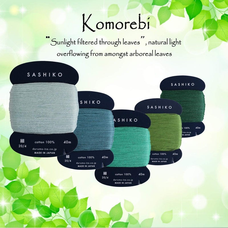 Daruma Sashiko Thread 100% Cotton Card Type (43.7 yd) x 5 Colors with English Manual, Sewing & Embroidery Value Set with Gift Package(Thin, Komorebi) - Image 5